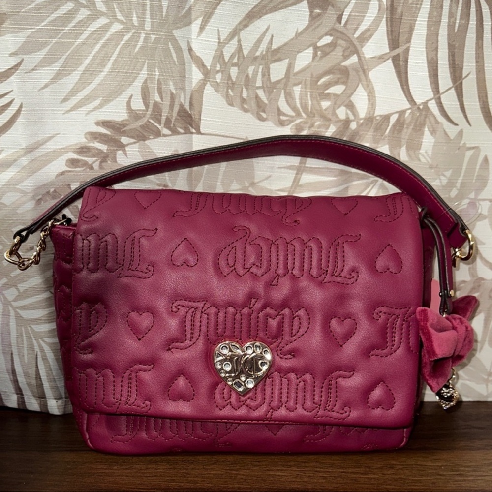 Juicy Couture Fuchsia Shoulder Bag with Heart Charm